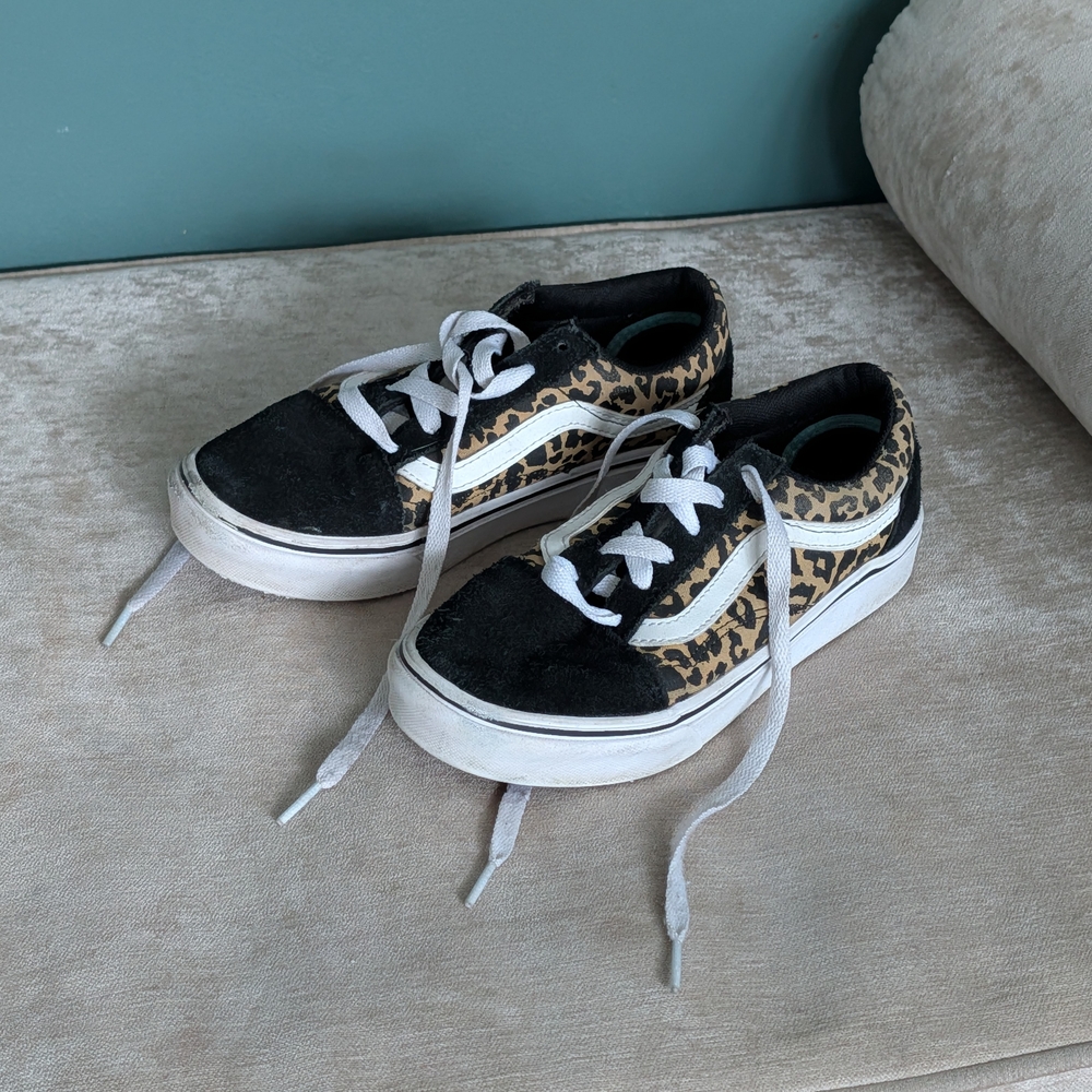 Vans Vintage Kids Black and Leopard Sneakers
